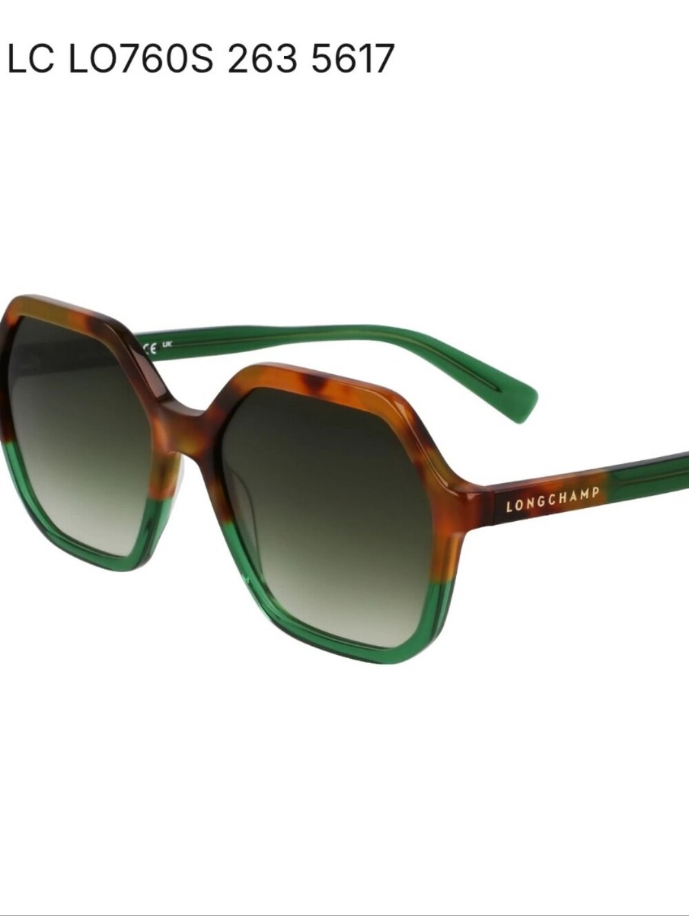 Longchamp Tortoise and Navy Hexagonal Oversized Sunglasses